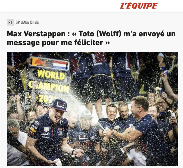 百家乐官网-维斯塔潘称梅奔领队私下写信送祝贺：冠军是应得的